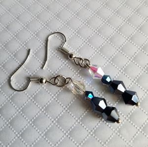 Swarovski Elements Aurora Borealis Metallic Blue Drop Earrings NWT